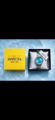 Invicta Women’s “ice blue”Quartz Silver Tone Watch Blue Sunburst Dial Box