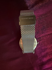 Geoffrey Beene Metalized Blue Bezel Diamond Accent Mesh Watch SR626SW NEW