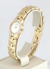 NEW YEMA by Seiko YM 874 Women’s Vintage Goldtone Quartz CZ Watch in Wooden Box