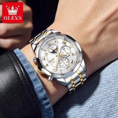 Waterproof Quartz Watch Men’s Luminous Luxury OLEVS Steel Men Stainless Strap