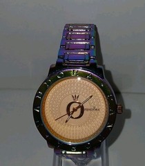 ​Pandora Quartz Wristwatch Womens Iridescent Rainbow Finish Textured Gold Tone