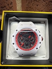 Invicta Racing Men’s Watch 43.5mm White Silicone Silver Dial Quartz New 69660