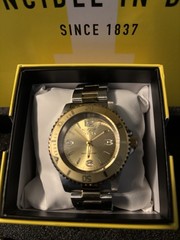 Invicta Men’s Two-Tone Stainless Steel Watch Gold Dial Rotating Bezel Box