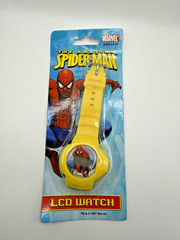 MARVEL THE AMAZING SPIDER-MAN LCD WATCH KIDS YELLOW PLASTIC 2007 CARDED 00056