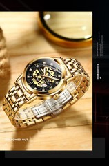 OLEVS 9901 Fashion Multi-functiom Accurate Transparent Vintage Mechanical Watch