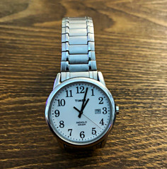 Timex Indiglo White Dial Quartz Date 30m Silver-Tone Expansion *New Battery*