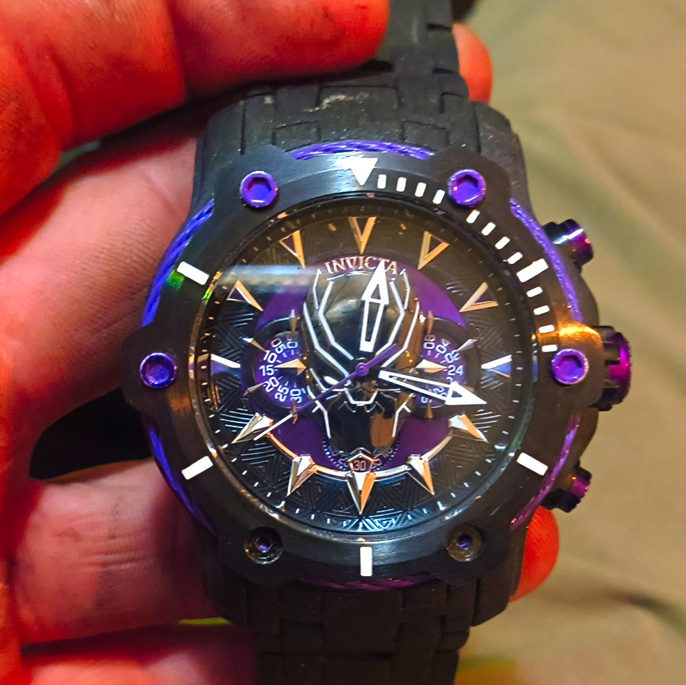 Invicta Marvel Black Panther Men’s Quartz Chronograph Watch Black/Purple 100m