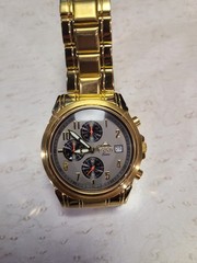 Fuji Time TENRYUIJI Quartz Gold Colored Stainless Chronograph Watch Model M2033