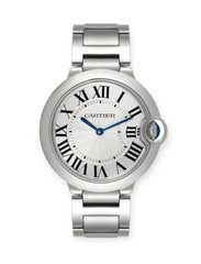 Cartier 36mm Ballon Bleu W69011Z4 3005 Silver Guilloche Roman Dial Steel Quartz