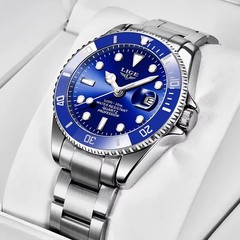 42MM LIGE Quartz Men’s Luxury Watch Dive 30M Waterproof Luminous Stainless NEW