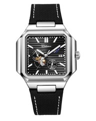 24H Day Night Dial Watch – Men’s Square Automatic 3ATM Waterproof