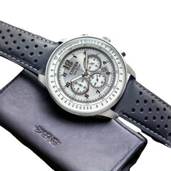 Citizen Gray Dial Chronograph Date Indicator Leather Band Men’s Watch CA4500-24H