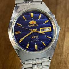 Orient Crystal 3 Stars Blue Wave Vintage automatic 21 jewels Japan mens watch
