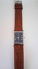 Blue Dial with Brown Leather Strap 33mm Super Slim Tank Watch