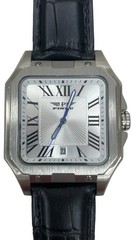 PINDU P6515 Square Automatic Watch Leather Deployment Clasp Santos Homage Dress