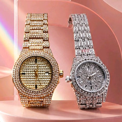 Gold & SilverToneRhinestone Wristwatch Set, Metal Bracelet Band. Each Watch $45