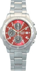 Seiko SND495P Red Dial Quartz Chronograph Men’s Watch Overseas Model New