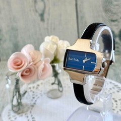 Paul Smith watch blue square pattern silver Rare Used Japan Check description