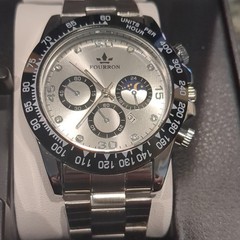 Fourron Men’s Quartz Chronograph Moon Phase Date 24-Hour SS w/ Box Manual