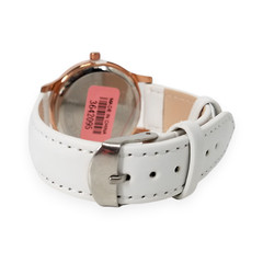 STRADA Rose Gold White Crystal Faux Leather Band Quartz 36MM Wrist Watch