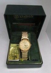 DUFONTE BY LUCIEN PICCARD GOLD TONE STRETCH BAND WRIST WATCH ~WC