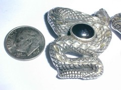 BOLD TEXTURED STERLING ONYX COILED SNAKE WRISTWATCH STRAPS- CAROLYN POLLACK-PM