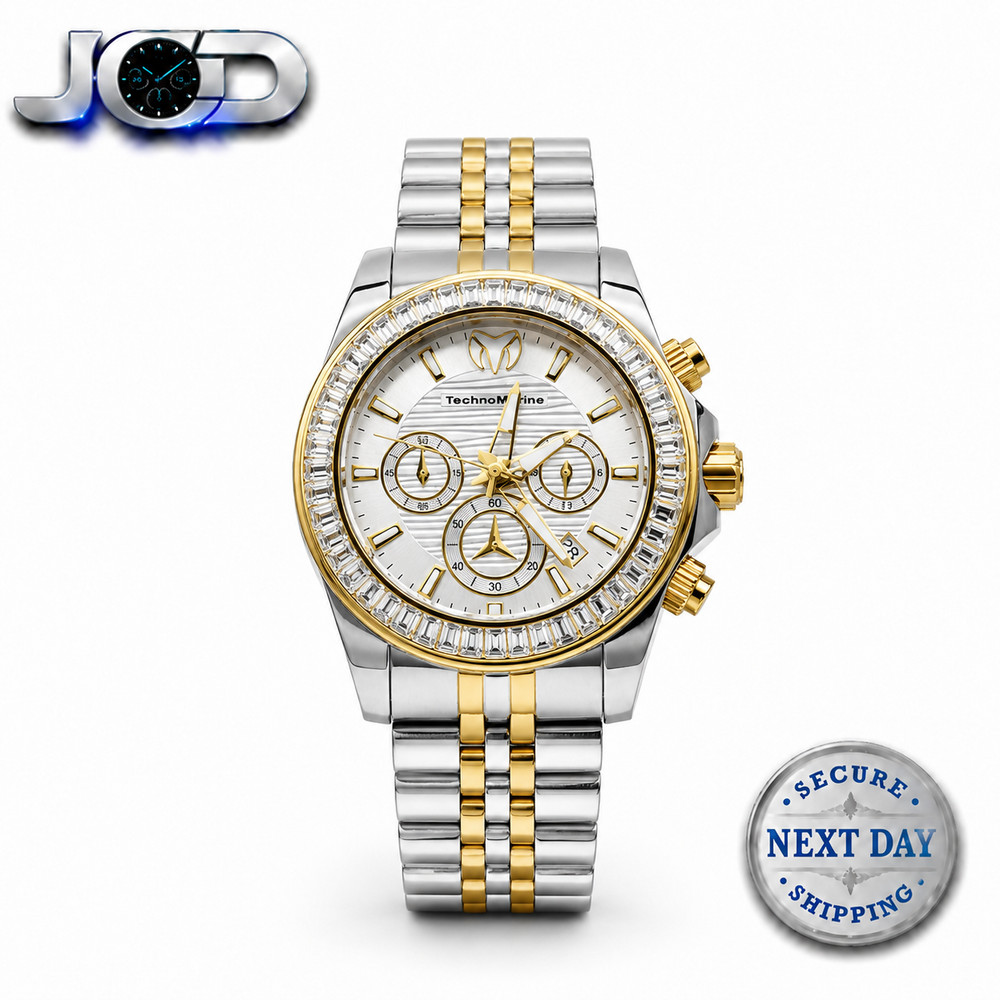 TechnoMarine Manta Ray TM‑222018 Quartz 42mm Steel/Gold Men’s Watch 48 Crystals