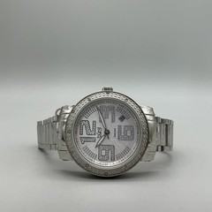 Burgi Womens Watch 36mm White Dial Diamond Stainless Steel New Battery 7.75″