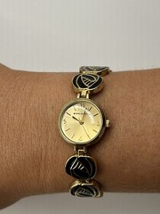 Rennie Mackintosh Gold Tone Enamel Glasgow Rose Bracelet Ladies Watch working