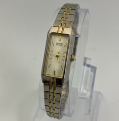 Citizen Tank Watch Womens 13mm Silver Gold Two Tone 5421-S91484 New Battery 7″