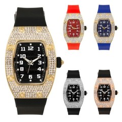 WOMEN’S WATCH TRENDY ICED SILICONE BAND LUXURY FASHION SIMULATED DIAMOND BLING