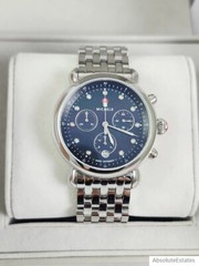 NEW Michele Silver Diamond CSX 39 Black MOP Chronograph Watch MWW03D000053