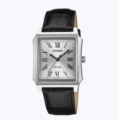 Casio MTP-B190L-7BV Tank Watch White Dial Leather Strap NEW 2026 Roman 50M