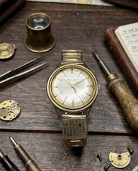 Vintage 1960’s Bulova Watch M0 Gold Tone July 1969 Calendar Band Repair Parts
