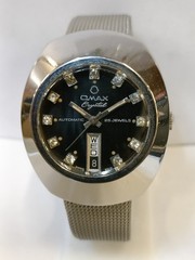 OMAX CRYSTAL 25J AUTOMATIC BLACK DIAL SWISS MEN’S WORKING CONDITION
