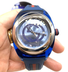 GUCCI Sync 137.1 Blue Dial Rubber Band Men’s Quartz Watch