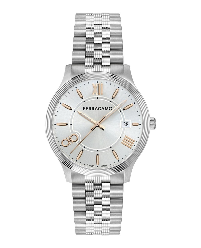Ferragamo Mens Stainless Steel 40mm Bracelet Fashion Watch