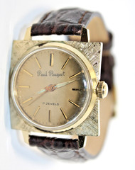 Vintage PAUL PEUGEOT Gold Tone Satin S/Steel Case & Back ST92 Hand Wind Unisex