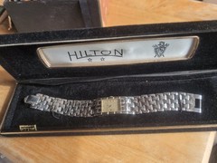 Vintage Hilton Men’s Silver-Tone Wristwatch with Box