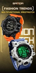SANDA Men Outdoor Sports Watch Waterproof LED Analog Digital Show Multifunction