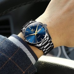 Men’s Casual Luminous Watch – Waterproof, Stylish Blue and Black Design