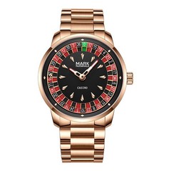 MARK FAIRWHALE Men’s Rose Gold Rotatable Roulette Dial Luminous Quartz Watch Boy