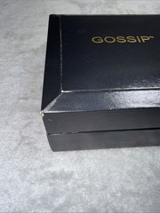 Gossip Gray Dial Bezel Crystal Accent Round Clear Case Gray Canvas Band Watch