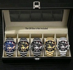Mens Stainless steel Quartz Watch, In Black with A Casual Or Formal Style