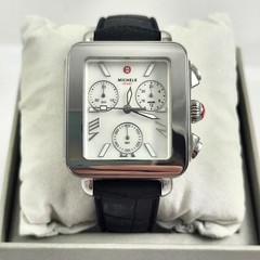 Michele Deco Sport Chronograph Watch Silver & Black MWW06K000066 Refurbished NIB