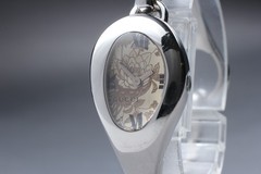 GUCCI 103 Horsebit Silver Frolal Dial Bangle Qz Women’s Vintage Watch Near MINT