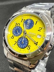 SEIKO SND409 Chronograph Yellow × Navy Stainless Steel Quartz Watch Men’s