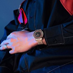 MARK FAIRWHALE Men’s Rose Gold Rotatable Roulette Dial Luminous Quartz Watch Boy