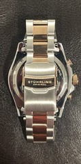 Stuhrling Men’s Chronograph White Dial Blue Bezel Two Tone Stainless Steel Watch