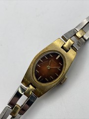 Vtg Seiko Watch Women Silver Gold Tone Ombre Red Dial 11-8079 Manual Wind 6.5”
